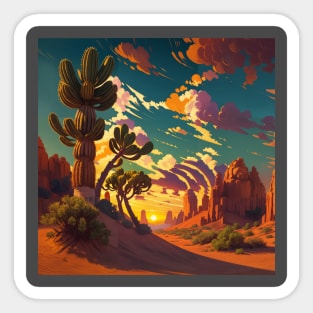 Hidden Cat in Desert Landscape Sunset Sticker